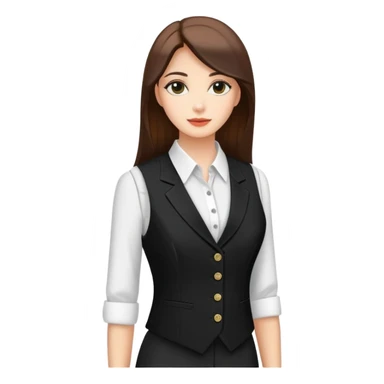 black formal women's vest with feminine cut, 3 buttons, tailored for women, sleeveless garment only sticker