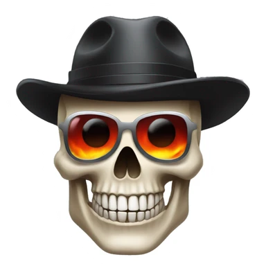 Skull face with cig and mafia hat and fire eyes  sticker