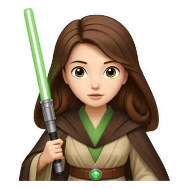 Ios 18 starwars theme ( jedi, robots etc..) long brown hair lady with lightaber green or red. Every one is alone. Not all in one emoji sticker