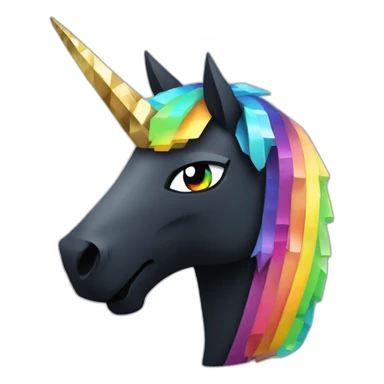 Minecraft Rainbow Black Unicorn Head With Diamond Horn sticker