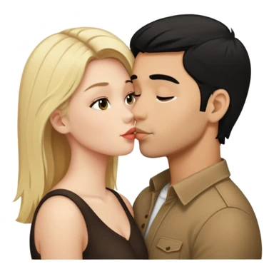Blonde girl kissing black hair man sticker