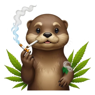 a otter smoking a joint surrounded by marijuana fumes sticker