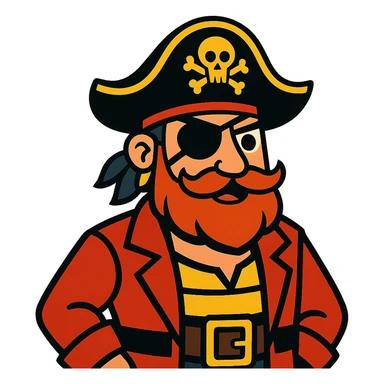 cartoonish pirate with eyepatch and hat sticker