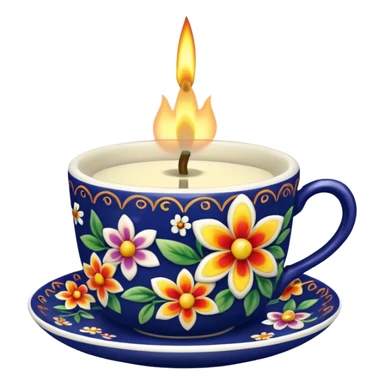 flower patterned teacup candle sticker