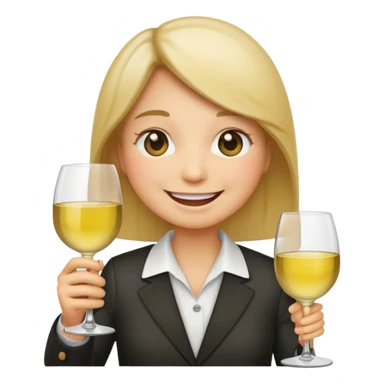 Smiling face emoji (not a person), blushing, holding white wine  sticker