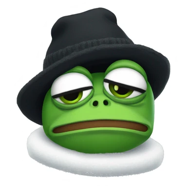 sad pepe the frog in black winter hat sticker