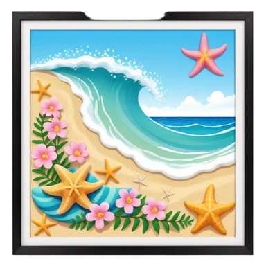 Conchiglie mare cocco onde stella marina fiori estivi tartarughe  sticker
