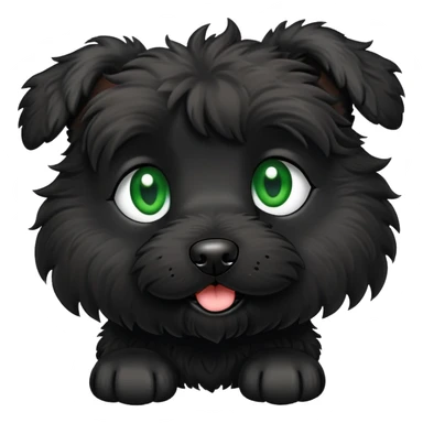 Black doodle dog with green eyes sticker