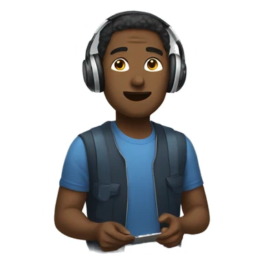 Guy listening to music sticker