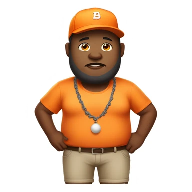 Fat man with no shoes or socks, a baseball cap, and orange shirt on. He is also a game streamer. sticker