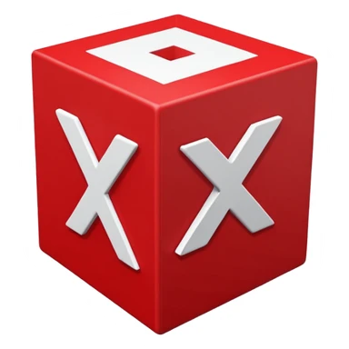 white x in red box 2D sticker