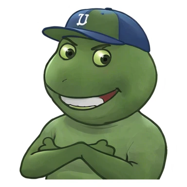 guy with crossed arms holding neck laughing sticker