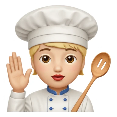 Kiss emoji with chefs hand and hat sticker