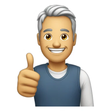 draw a man 50 years old who is smiling and holding his thumb up, the smiley face implies agreement or affirmation sticker