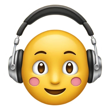 Ein gelber runder Emoji. Augen geslossen. Total im moment. Glpcklich, leichtes lächeln. Verträumt. Leichtigkeit. Freiheit. Overearkopfkörer auf und im hintergrund kleine musiknoten sticker