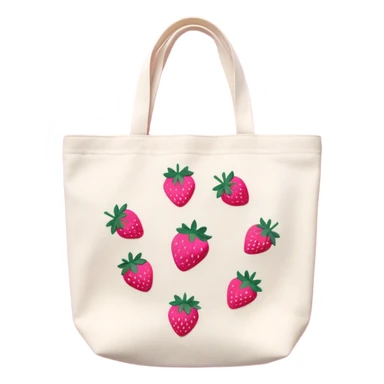 Canvas tote bag with embroidered pink strawberries  sticker