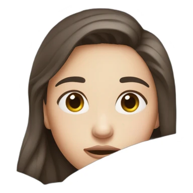 Brunette that is pushing her face against a light blue pillow beacause she is embarrassed  sticker