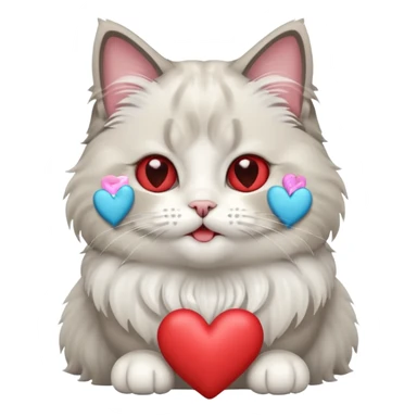 Full body ragdoll Cat with love heart eyes and mouth open sticker