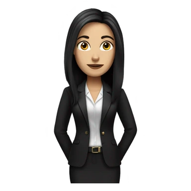 white woman with black long hair with lawyer clothes  sticker