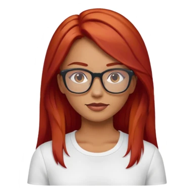 Crespa peli roja tono fuerte , trigueña , con lentes y top blanco pelo largo  sticker