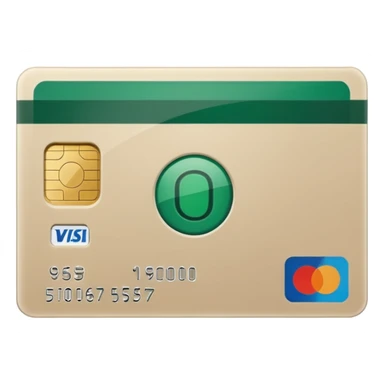 light beige credit card with large dark green accents sticker