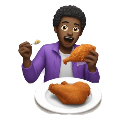 person eating fried chicken with purple kool aid sticker