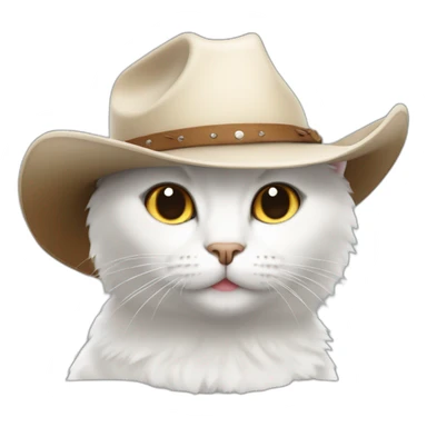 white cat wearing a cowboy hat sticker