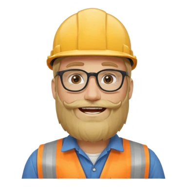 blond man with long beard construction worker and spectacles sticker