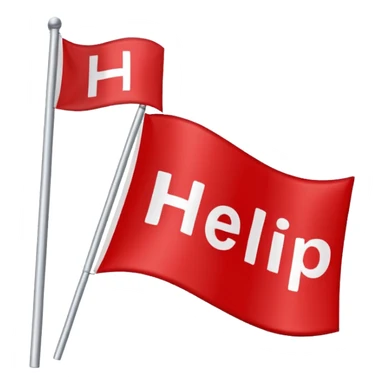 distress flag with bold HELP text, simple, clear sticker