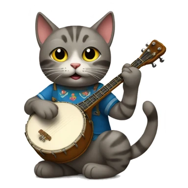Cat playing a banjo sticker