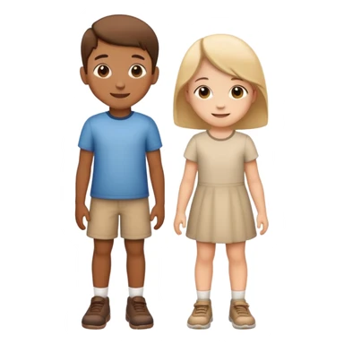 two children standing side by side, happy and friendly sticker