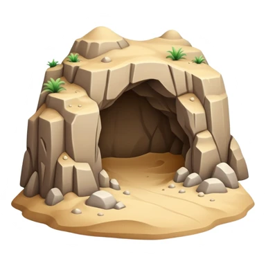 generate realistic detailed cave in 3d style with sand  sticker