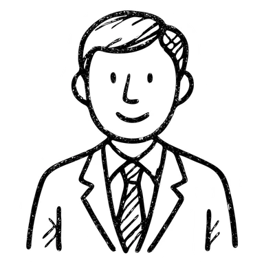 business man icon, sketchy look, hand drawn outlined sticker