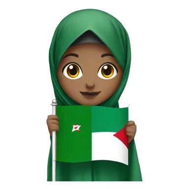 Girl with hijab holding both flags Algerian flag and palestenian flag  sticker