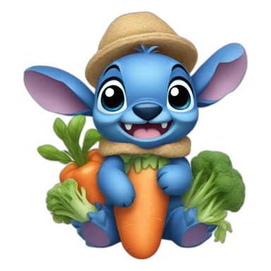 Stitch qui mange des carottes sticker