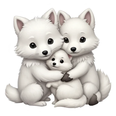 Arctic fox and white dog hugging  sticker
