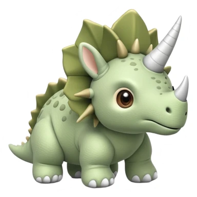 Adorable cute sage green triceratops stuffed toy sticker