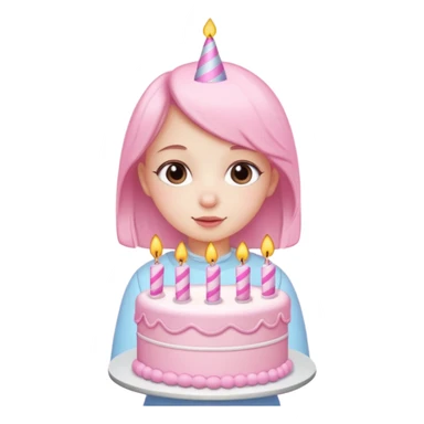 birthday girl emoji with cute baby pink font and a cake sticker