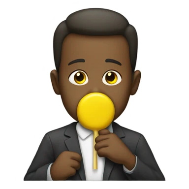 Man sucking on a yellow  sticker