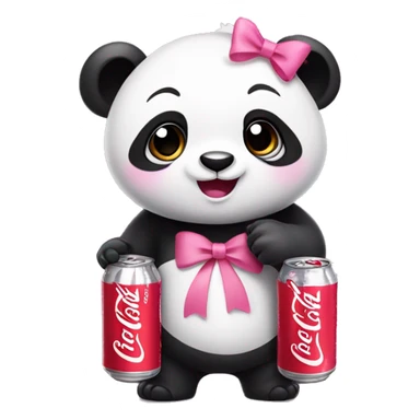 cute panda with pink bows on its ears and holding cans of diet coke sticker