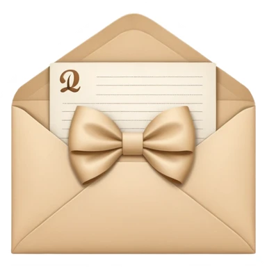 an open beige envelope with a bow with a letter sticking out of it sticker
