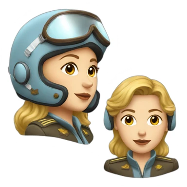Soviet female pilot golden hair blue ayes Brown goggles sticker
