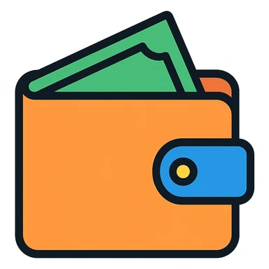 wallet icon, color outlined icon style sticker