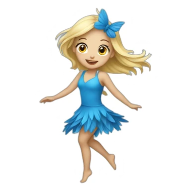 blonde girl dancing in a blue bird costume sticker