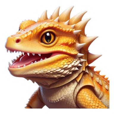 Cinematic Comical Bearded Dragon Portrait Emoji, Head tilted dramatically with an exaggeratedly amused expression, featuring a striking, glossy scaled hide with a quirky, spiky beard and wide, expressive eyes full of playful disbelief, Simplified yet hilariously expressive features, highly detailed, glowing with a slightly sassy glow, high shine, dramatic yet playful, stylized with an air of cheeky mischief, bright and endearing, soft glowing outline, capturing the essence of a spirited and over‐the‐top dragon, so meme‐worthy it feels like it could snap its jaws into internet fame instantly! sticker