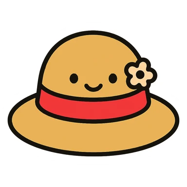 cute cartoon Sophie hat icon inspired by Howl's Moving Castle, rounded shapes, friendly appearance, red ribbon, modern icon style sticker