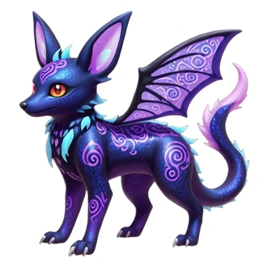 Shiny Fiery Dark Ugly Evil Realistic Glowing Eldritch Horror Cool Edgy Badass Emo Glorious Demonic Batty Dusky Ethereal Sparkly Shimmering Magical Punky Aural Iridescent Fluorescent Bioluminescent Umbreon-Amaura-Salandit-Litten-Flareon-Fakémon-fusion (full body) with intricate pattern markings sticker