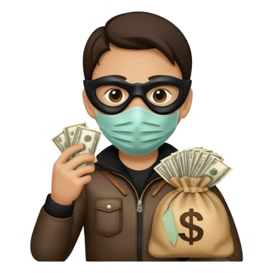 Ladron con una bolsa de dinero al lado suyo sticker