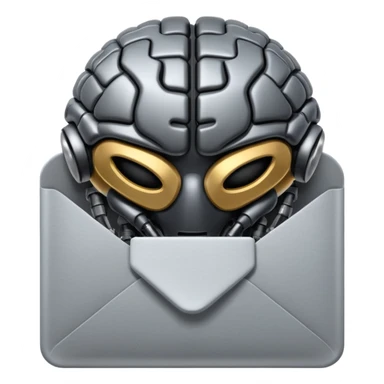 black Robotic brain connected to email envelope sticker