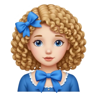 girl  with blue bow and curly hair sticker